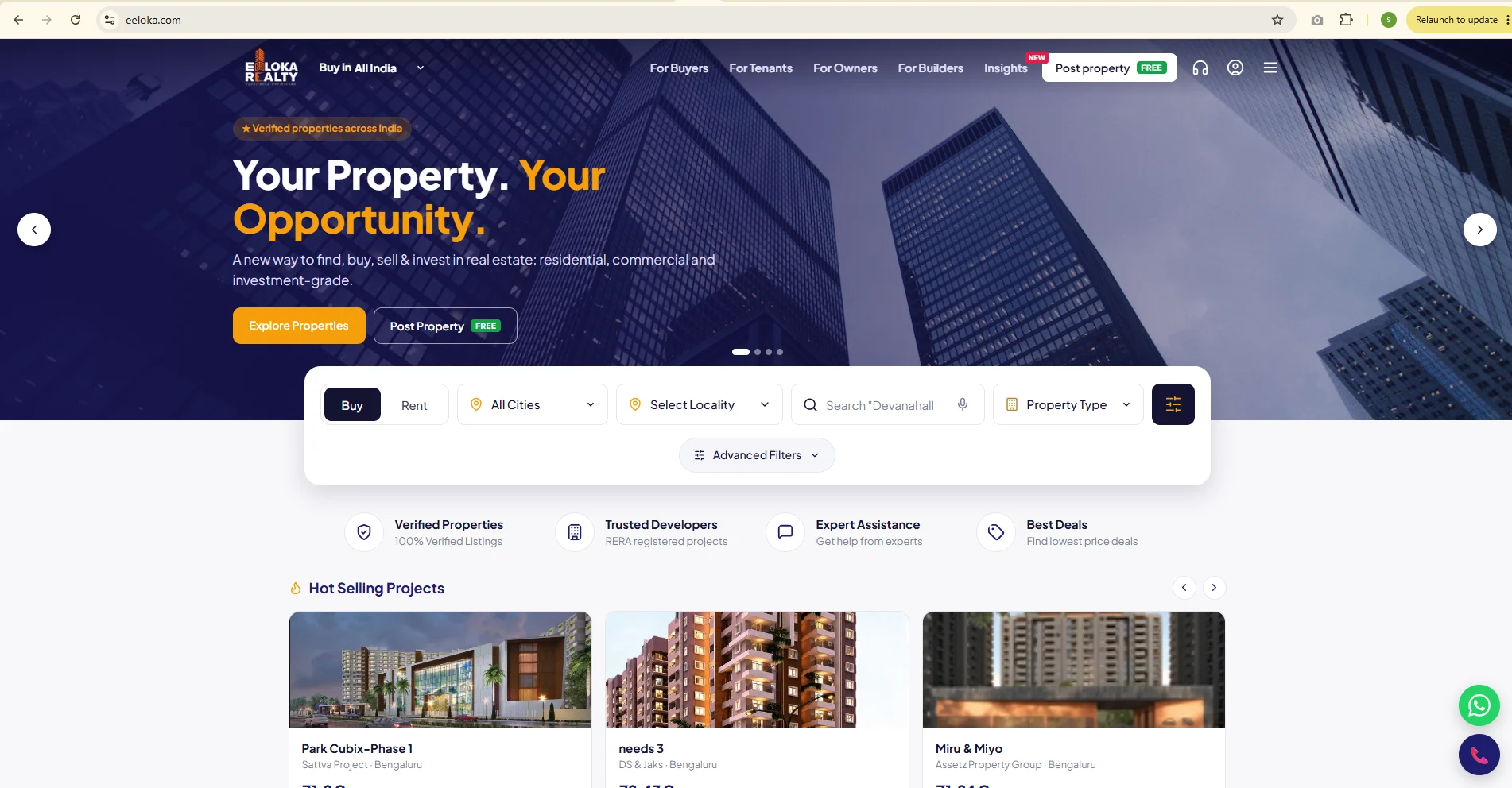 Eeloka Realty property portal screenshot